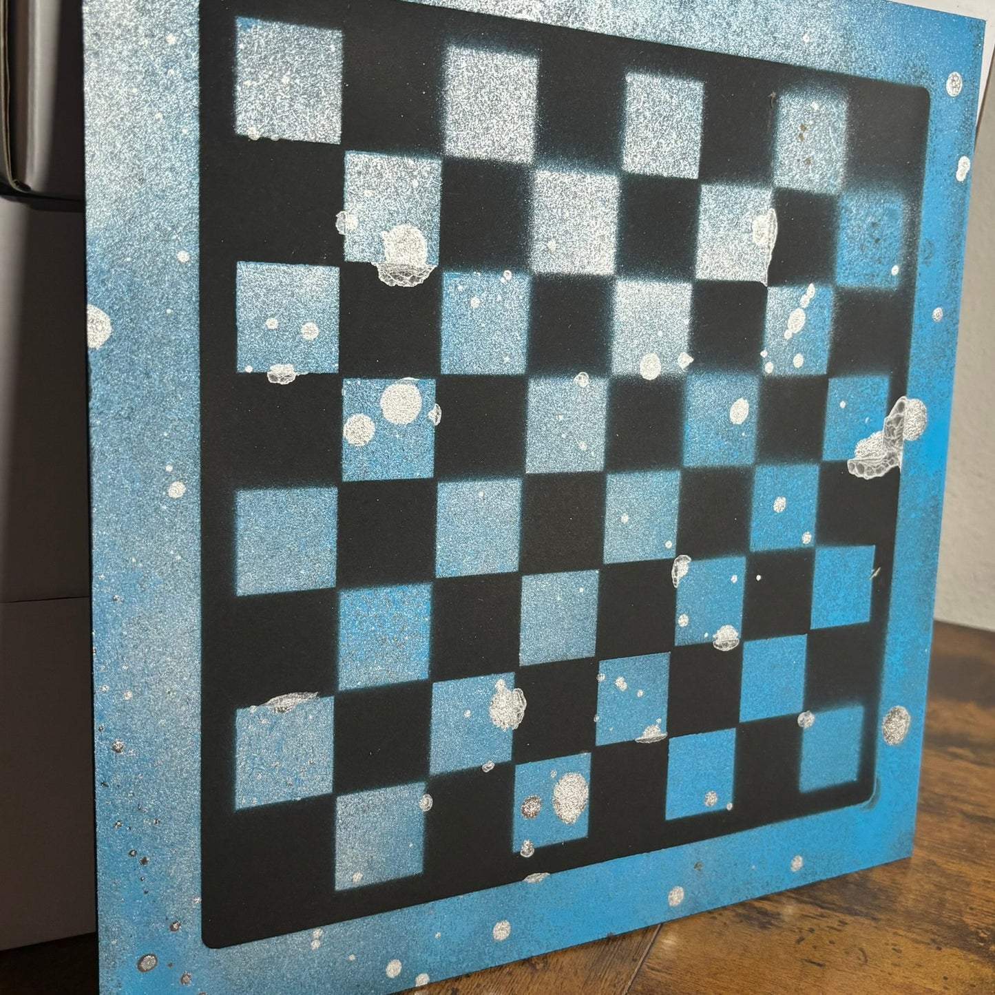 Chrome Blue & Black - Painted Chess Board