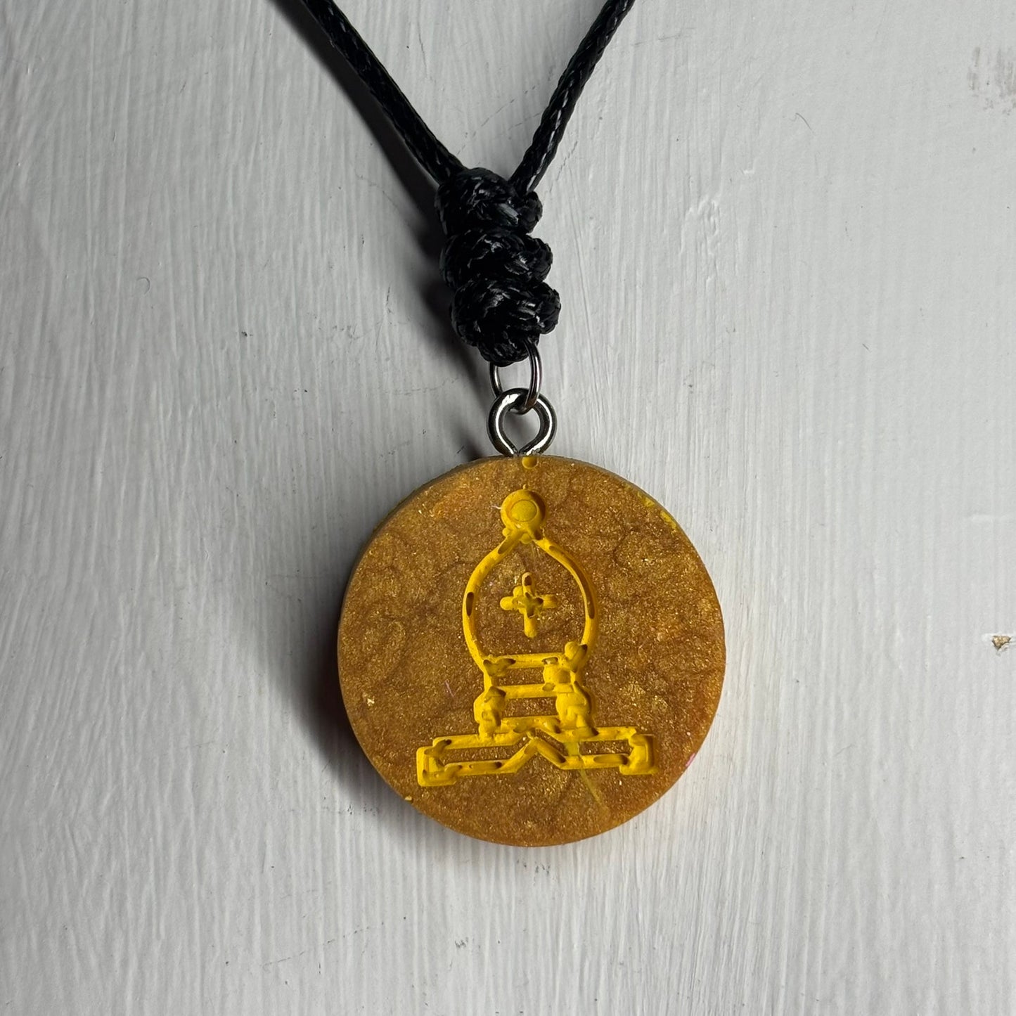 Smooth Yellow Bishop - Handmade Resin Chess Necklace