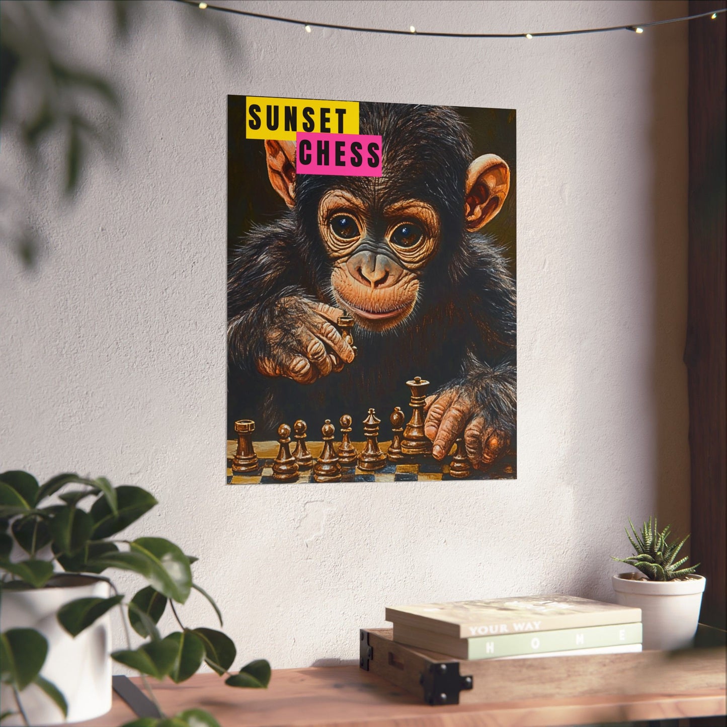 Baby Chimp Learns Chess - Matte Vertical Poster 16"x20"