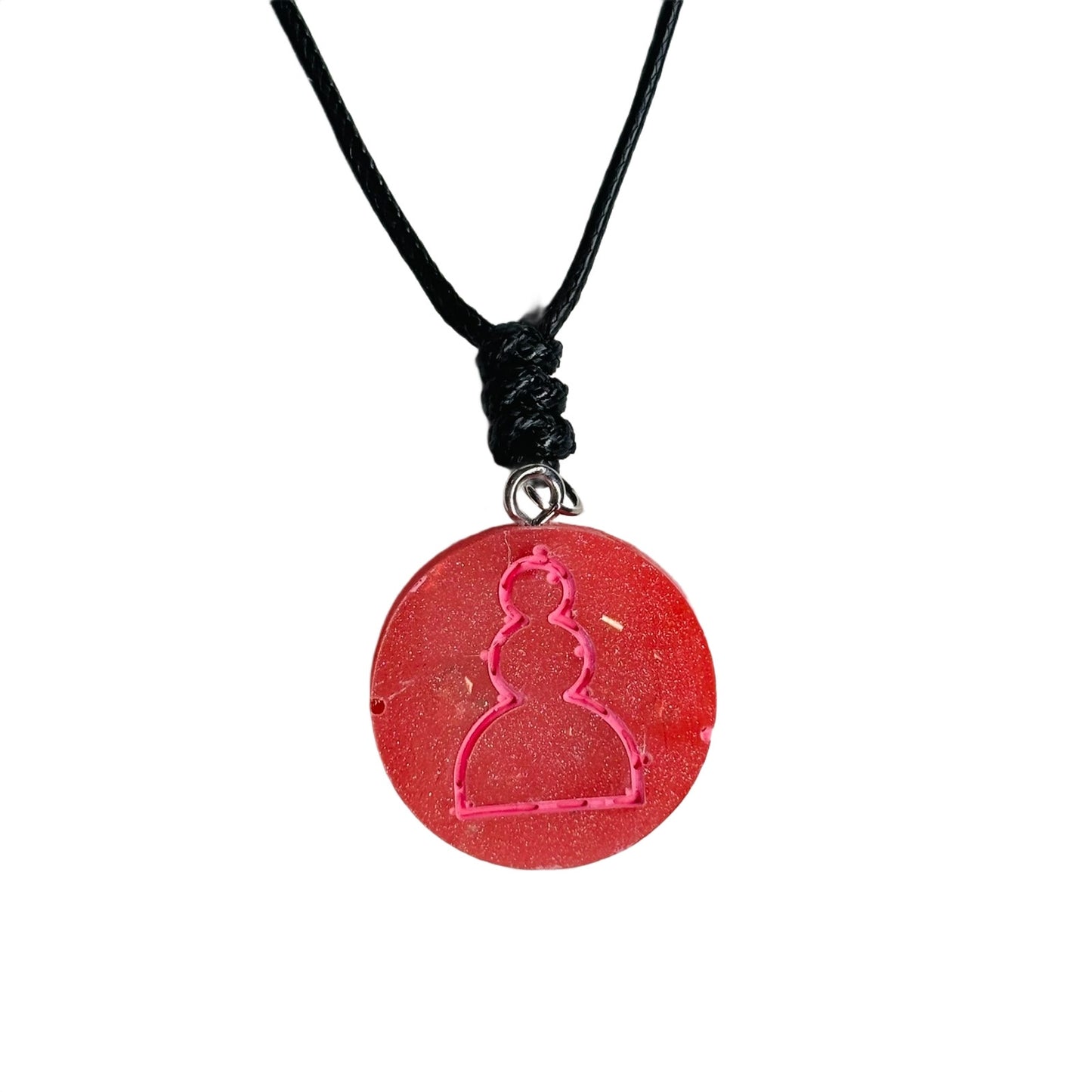 Fiery Pawn - Handmade Resin Chess Necklace