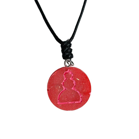 Fiery Pawn - Handmade Resin Chess Necklace