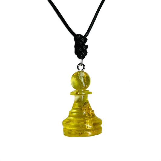 Yellow Crystal Pawn - Handmade Resin Chess Necklace