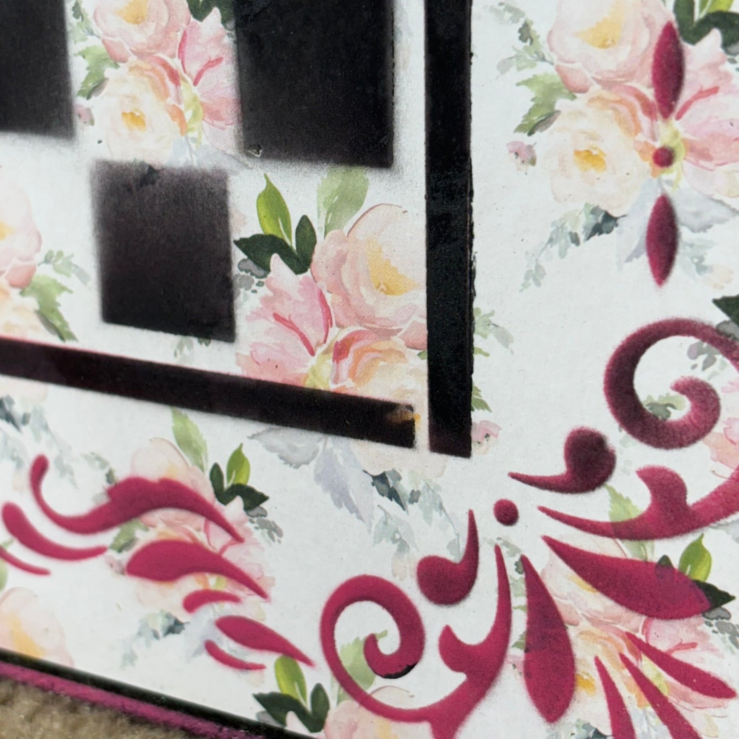 Silent Pink Flowers - Scrapbook Chess Board