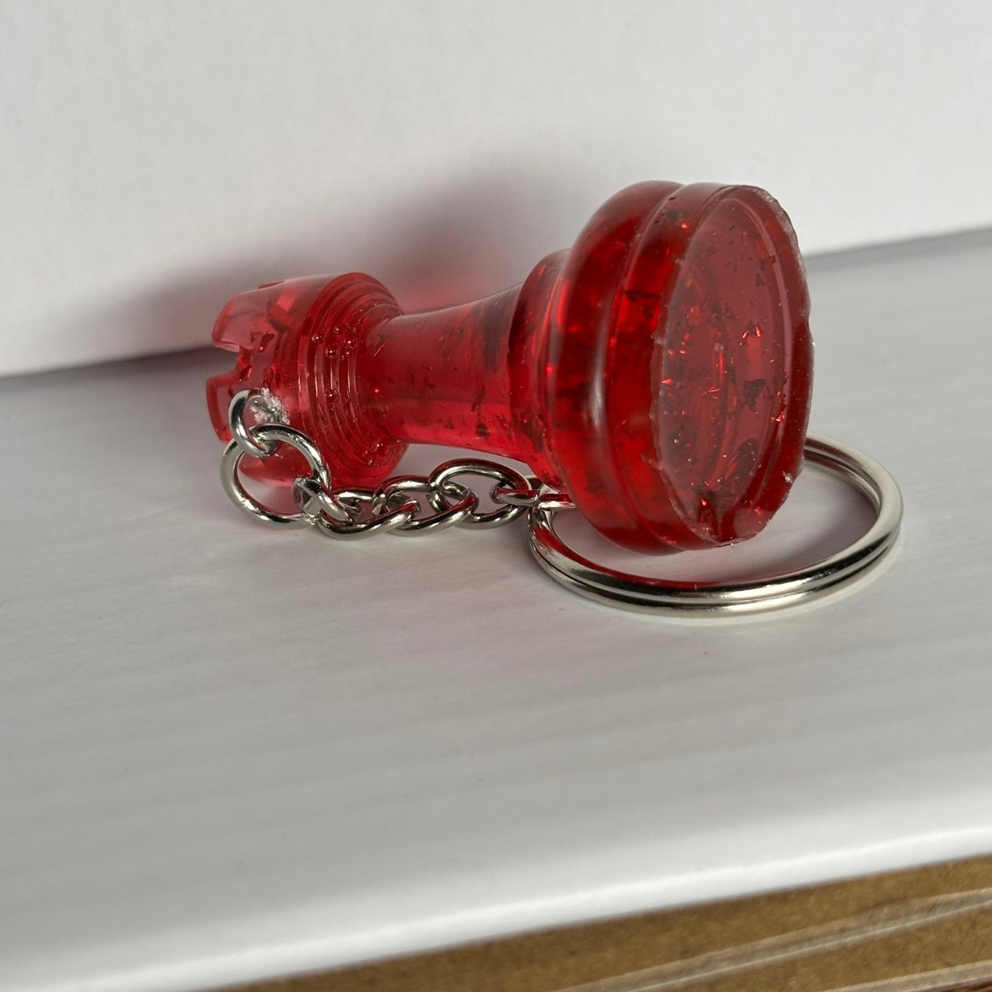 Fire Red Rook Handmade Resin Keychain - One of a Kind Design