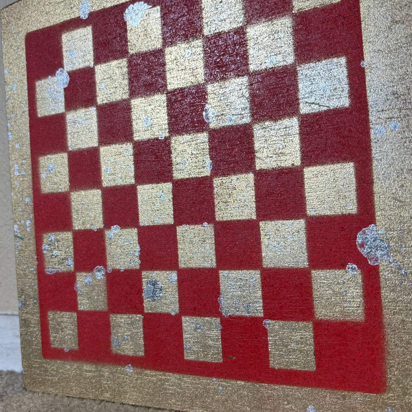 Red & Gold - Painted Chess Board