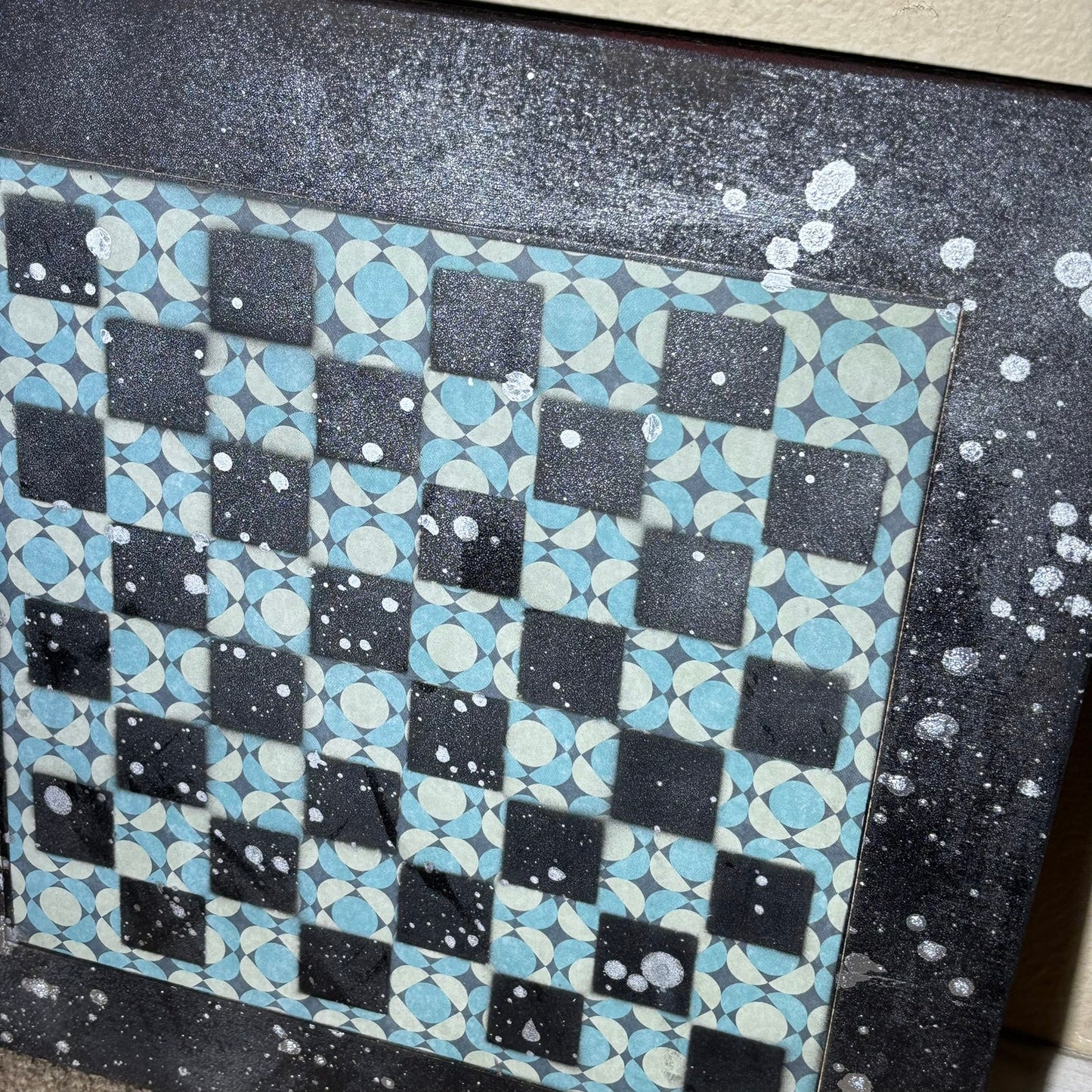 Blue & Green Pattern - Large Scrapbook Chess Board