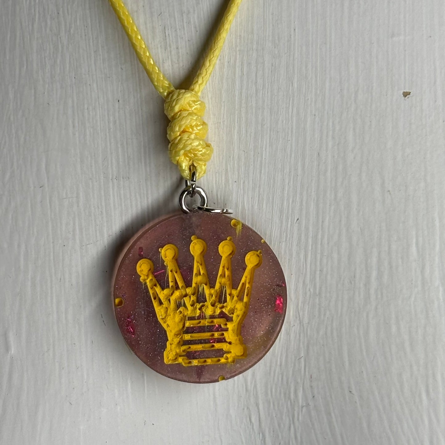 Yellows Touch Queen - Handmade Resin Chess Necklace