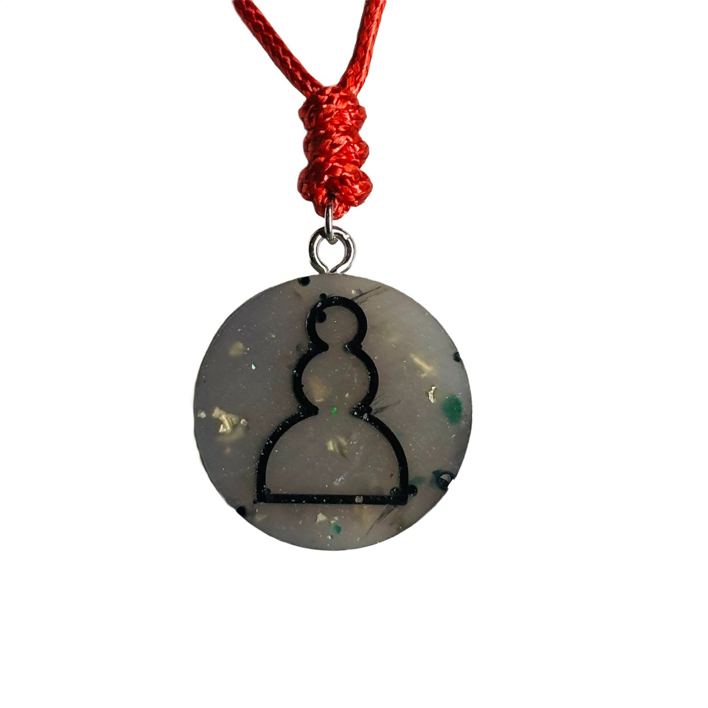 Gray Silver Pawn - Handmade Resin Chess Necklace