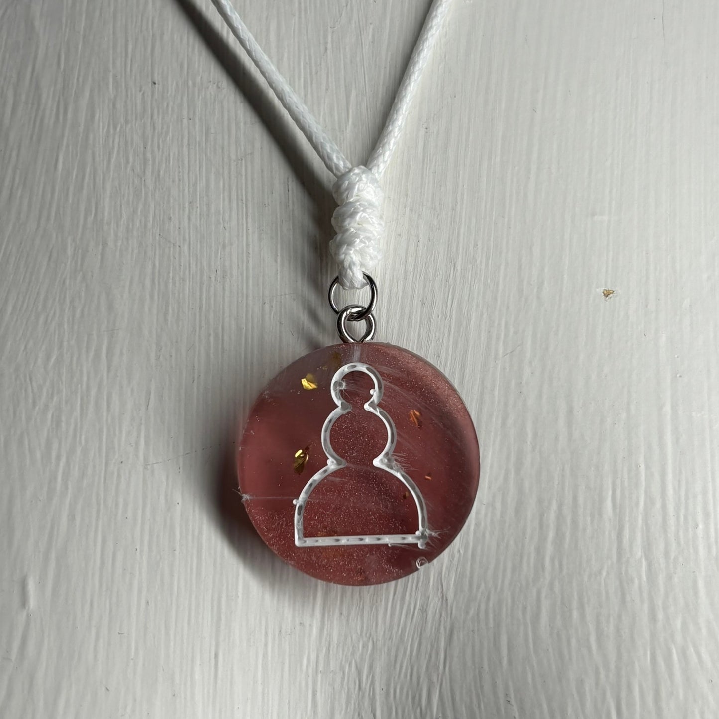 Violet Red Pawn - Handmade Resin Chess Necklace