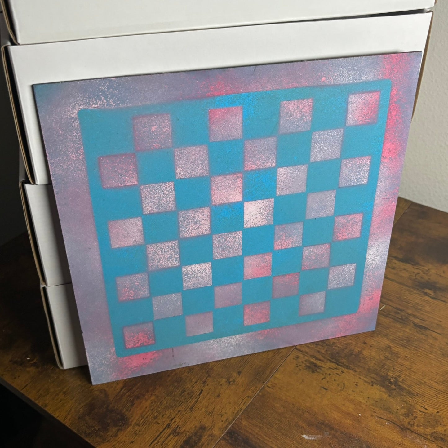 Pink & Blue - Painted Chess Board
