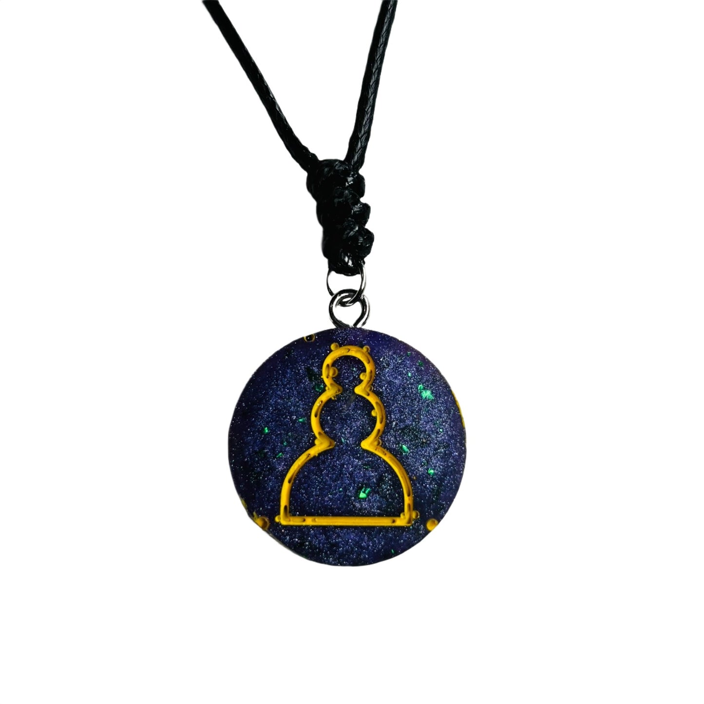 Purple & Yellow Pawn - Handmade Resin Chess Necklace