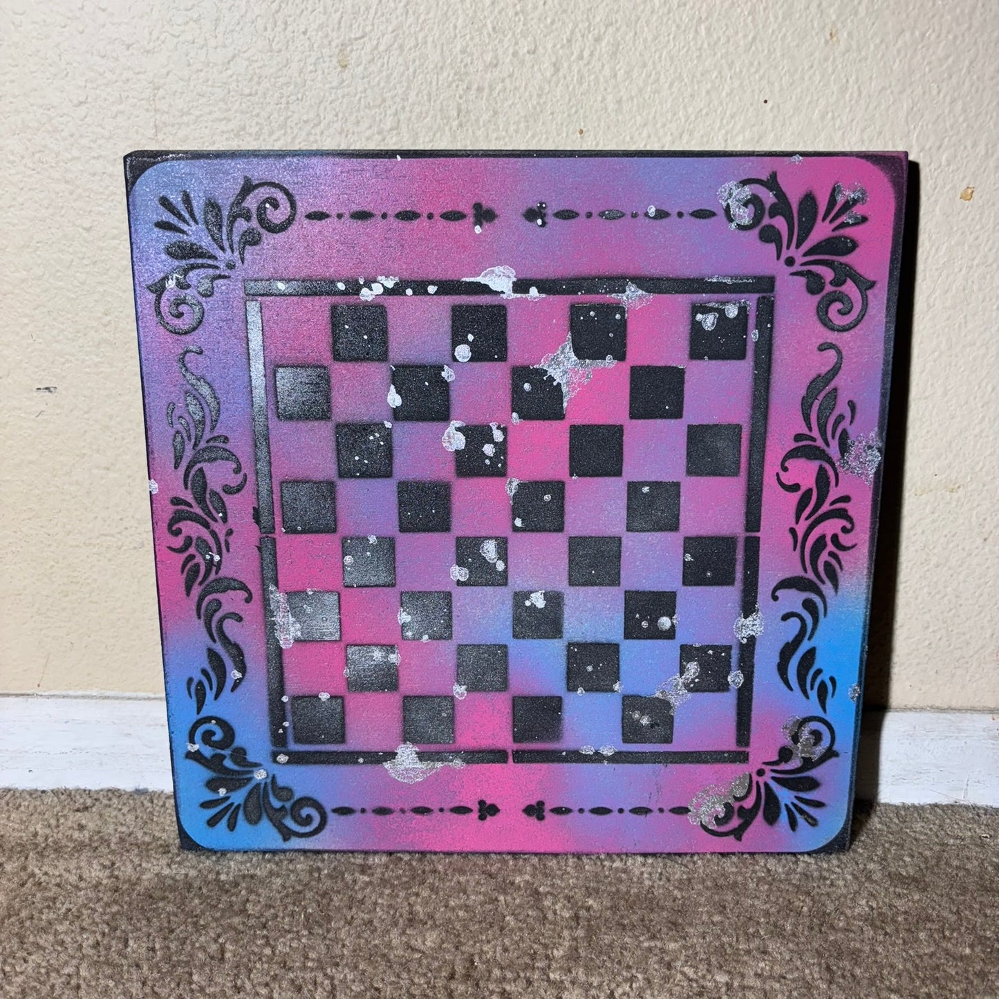 Space Purple  - Painted Chess Board