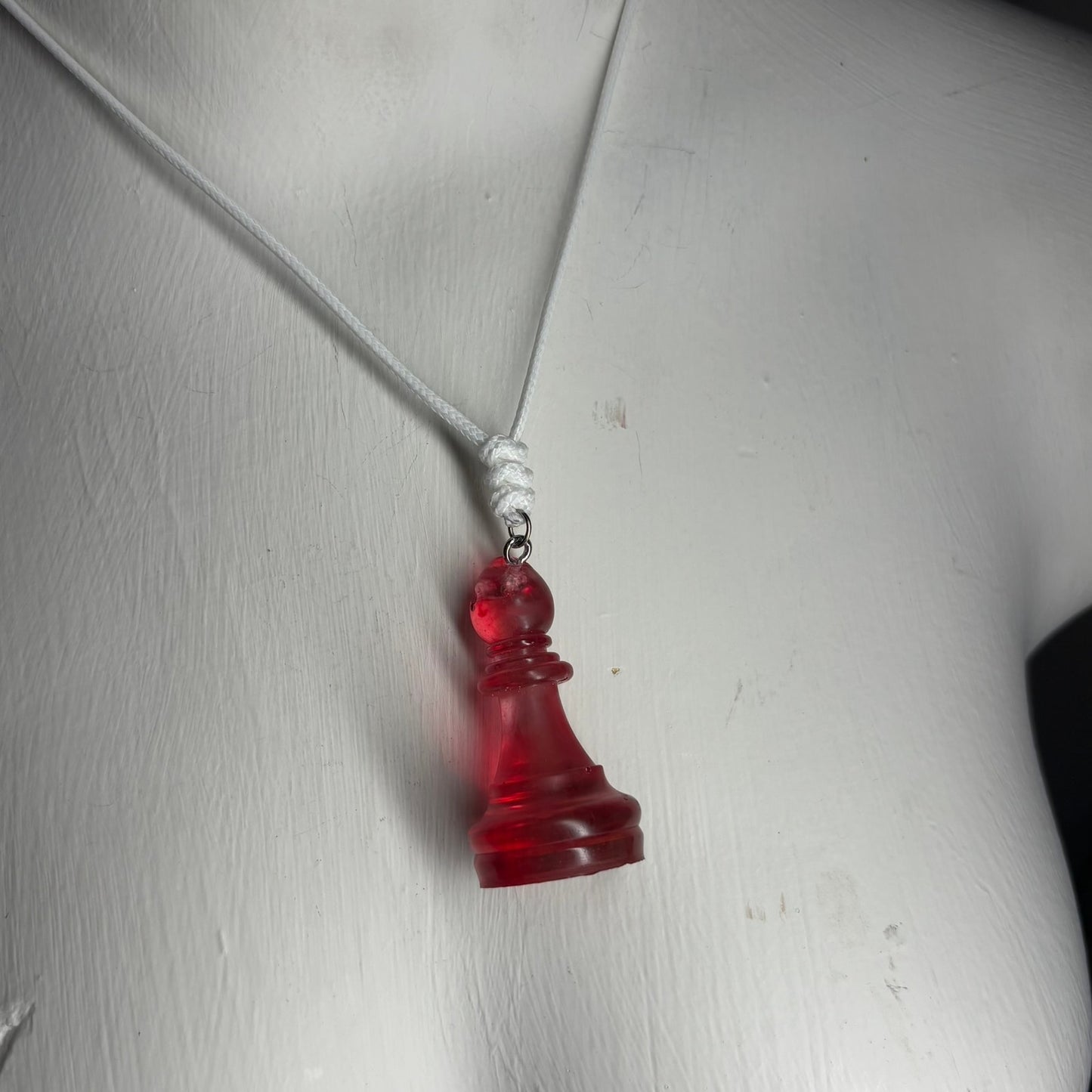 Translucent Red Bishop - Handmade Resin Chess Necklace
