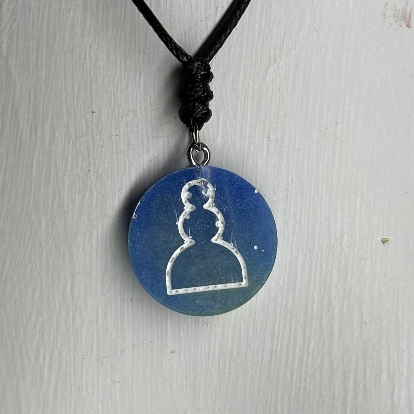 Blue Pawn - Handmade Resin Chess Necklace