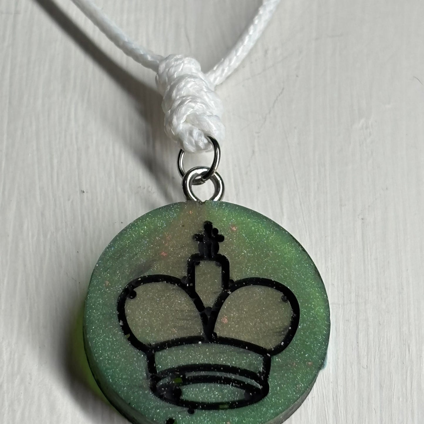 Swamp Green King - Handmade Resin Chess Necklace