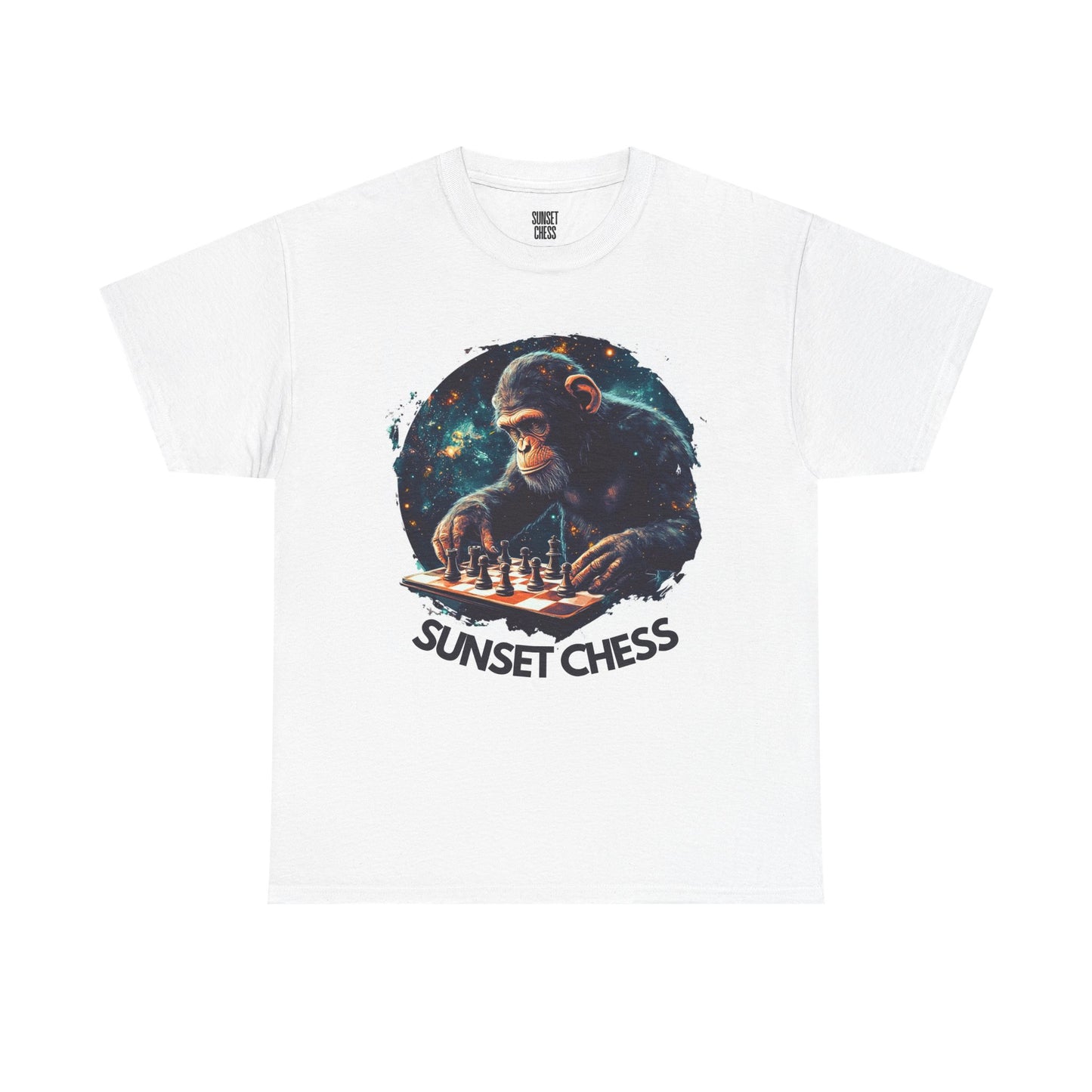 Monkey Playing Chess - Unisex Heavy Cotton  Tee