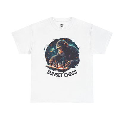 Monkey Playing Chess - Unisex Heavy Cotton  Tee