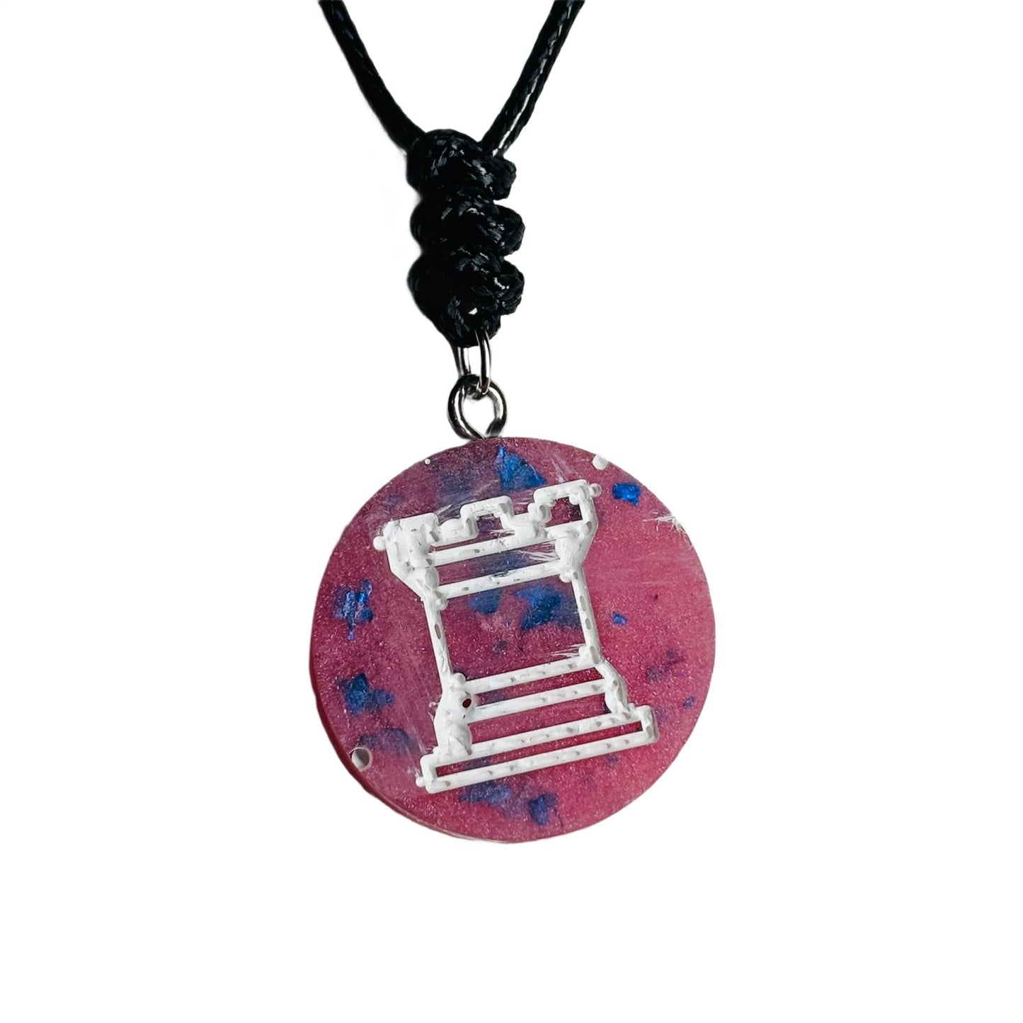 Cool Pink Rook - Handmade Resin Chess Necklace