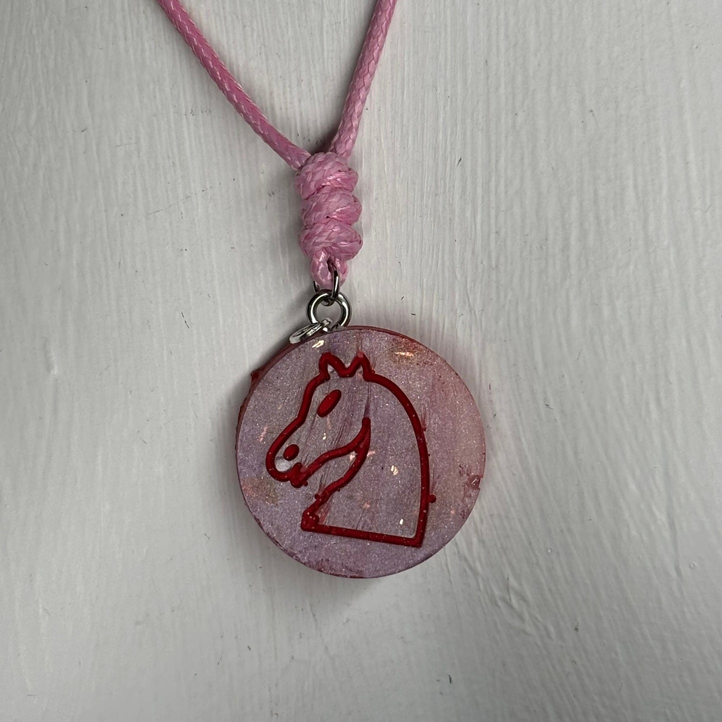 Purple Chrome Knight - Handmade Resin Chess Necklace