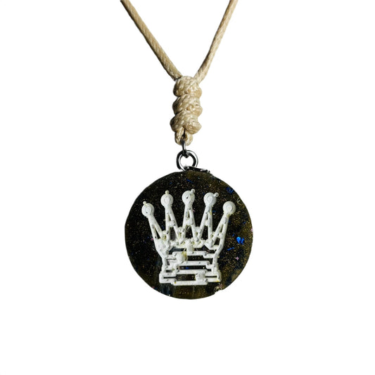 Dark Green Queen - Handmade Resin Chess Necklace
