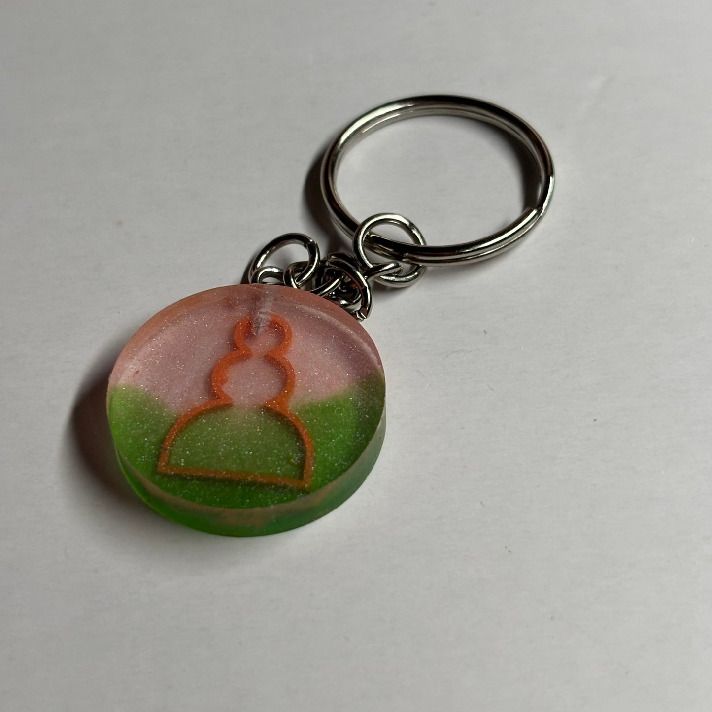 Pink Green Mixed Pawn - Handmade Resin Keychain - Flat Edition
