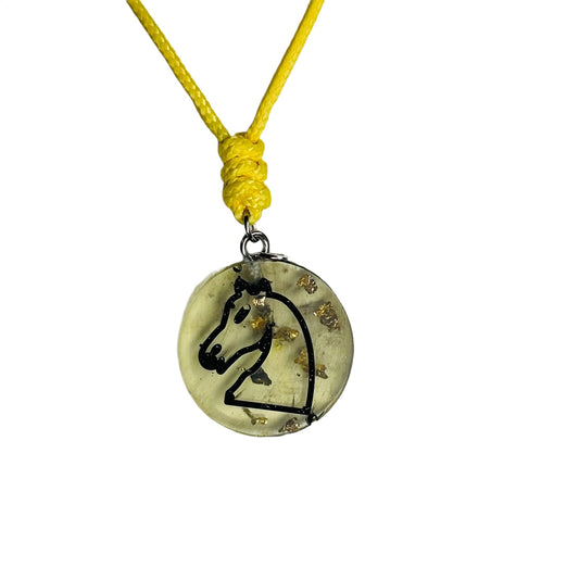 Lime Knight - Handmade Resin Chess Necklace