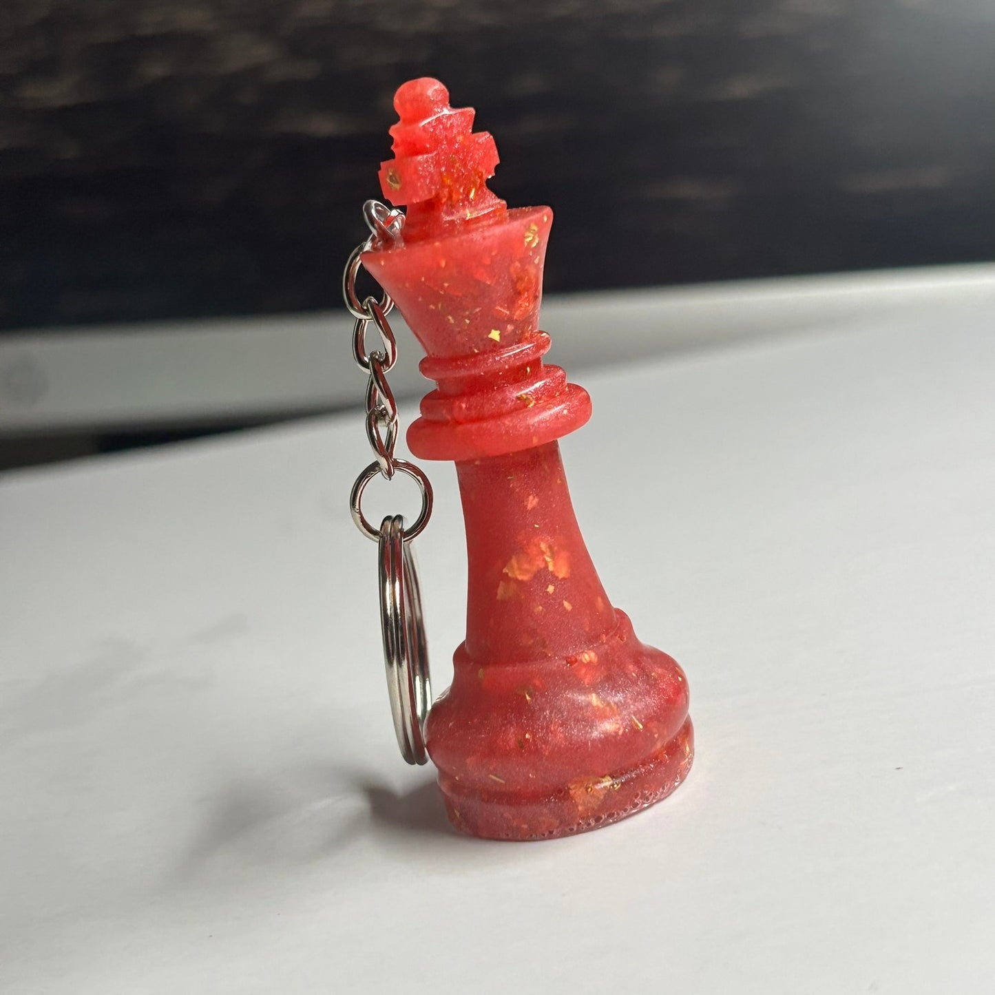 Glittered Red King - Handmade Resin Keychain