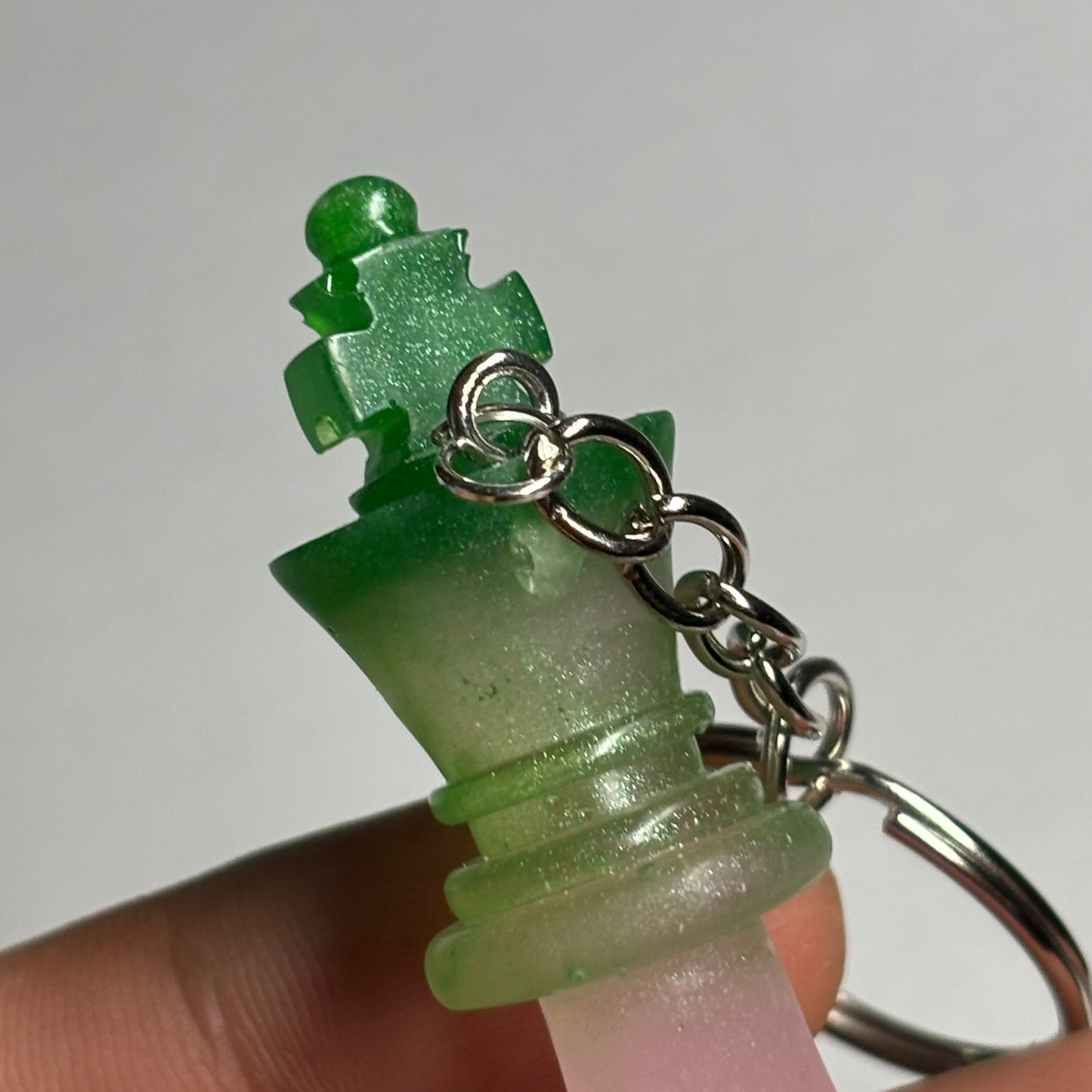 Tropical Pink/Green - Handmade Resin Keychain