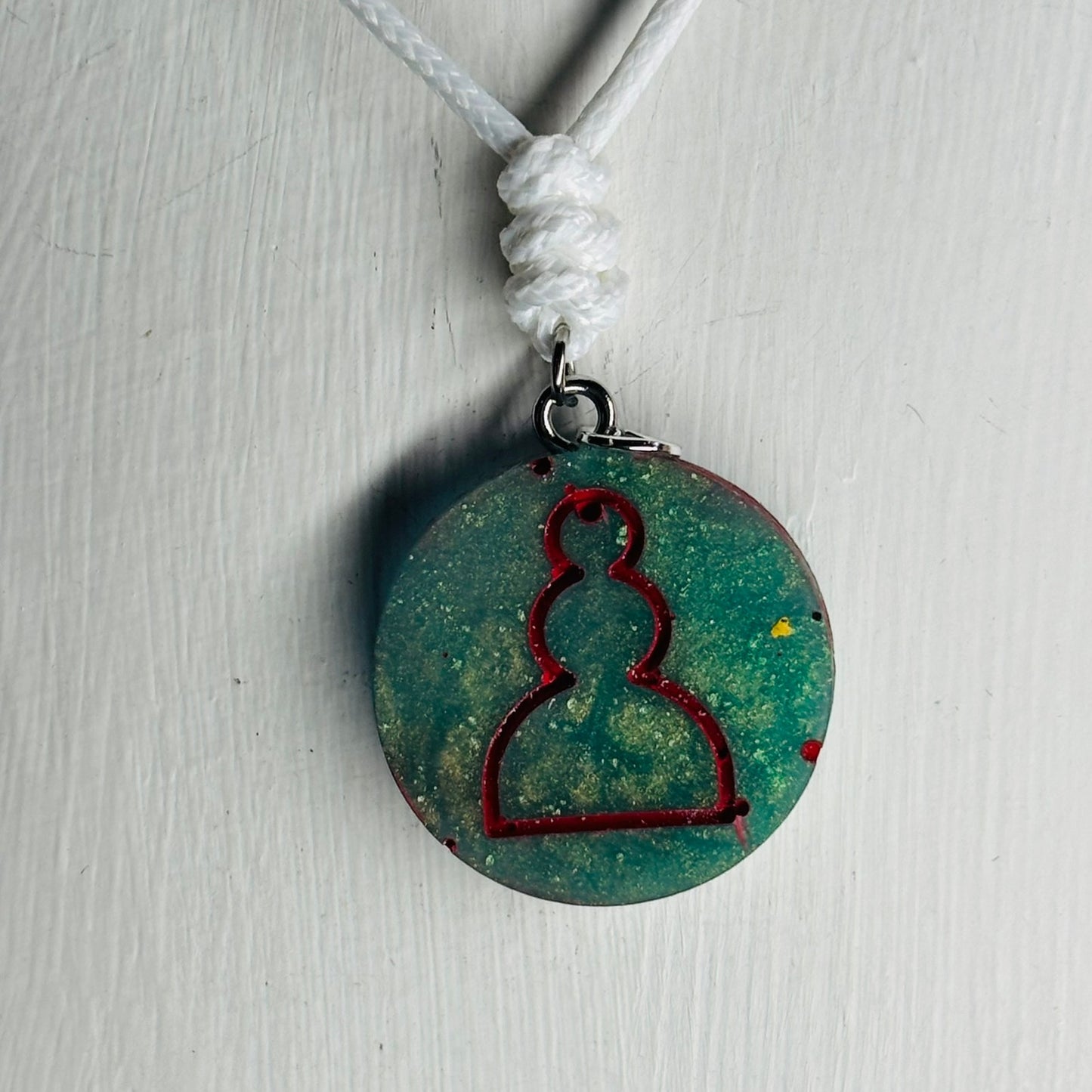 Aqua Green Pawn - Handmade Resin Chess Necklace