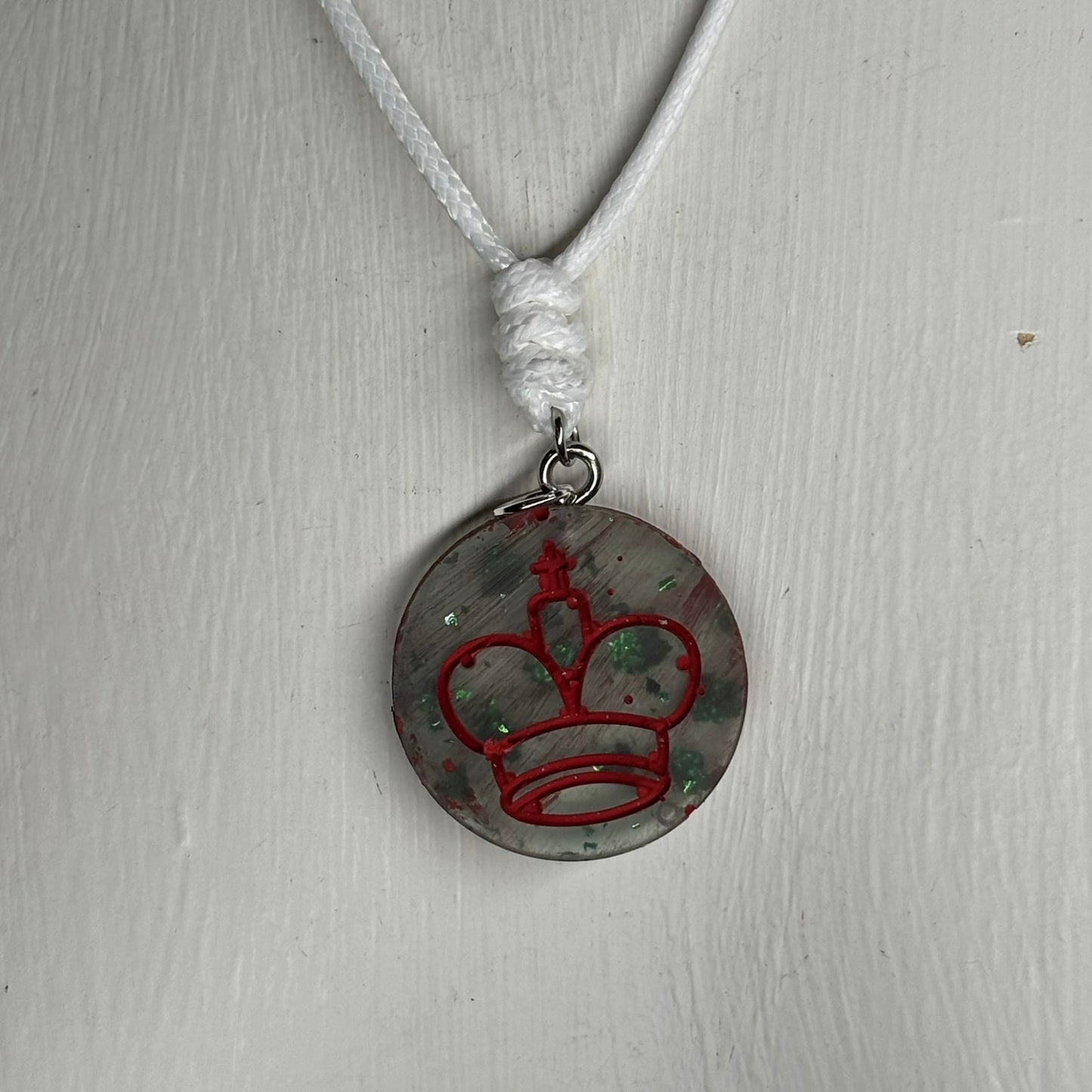 Red Print King - Handmade Resin Chess Necklace