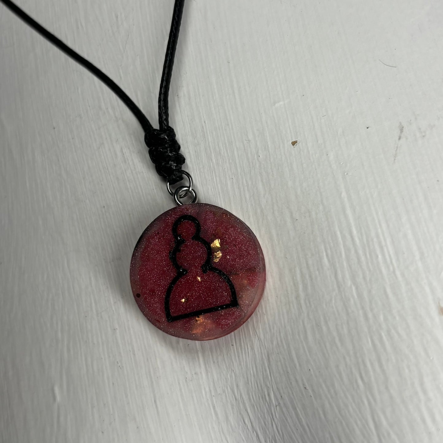 Mist Red Pawn - Handmade Resin Chess Necklace