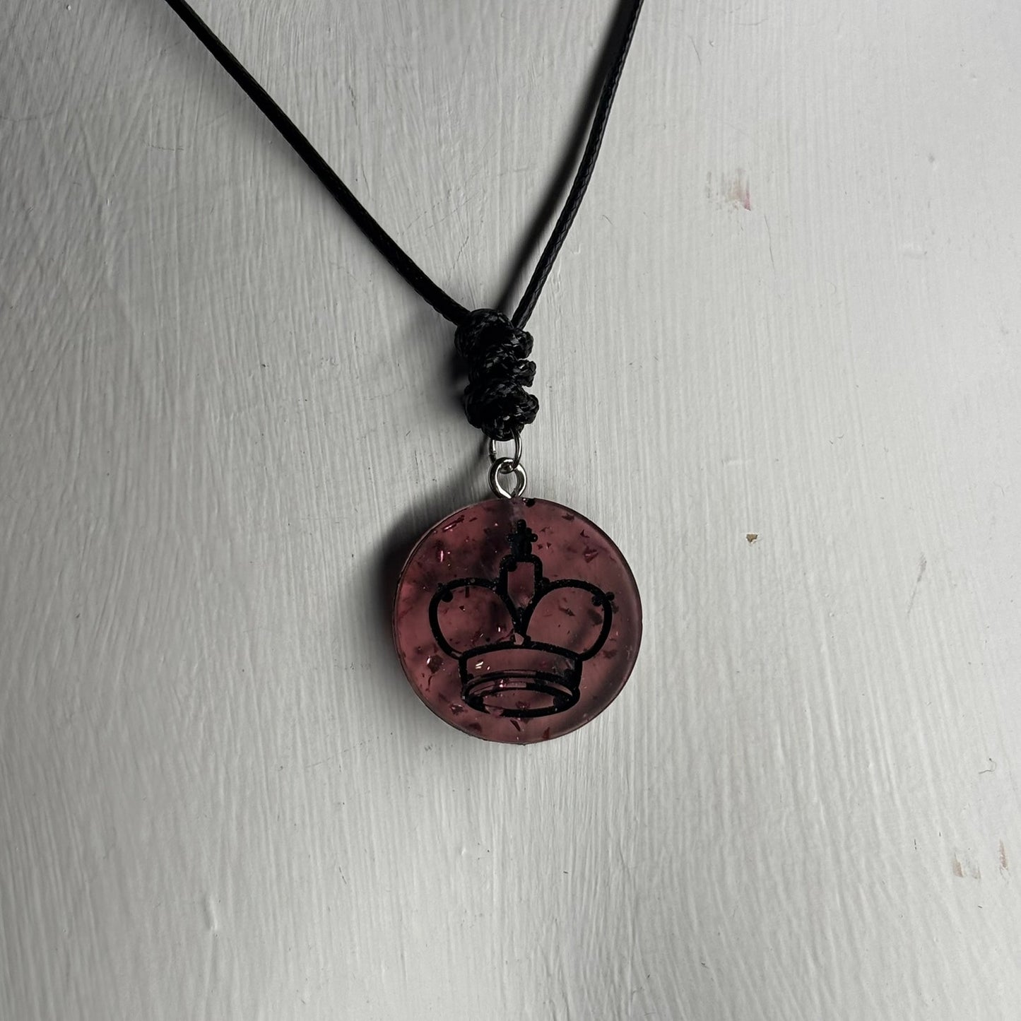 Royal Violet Red Pawn - Handmade Resin Chess Necklace