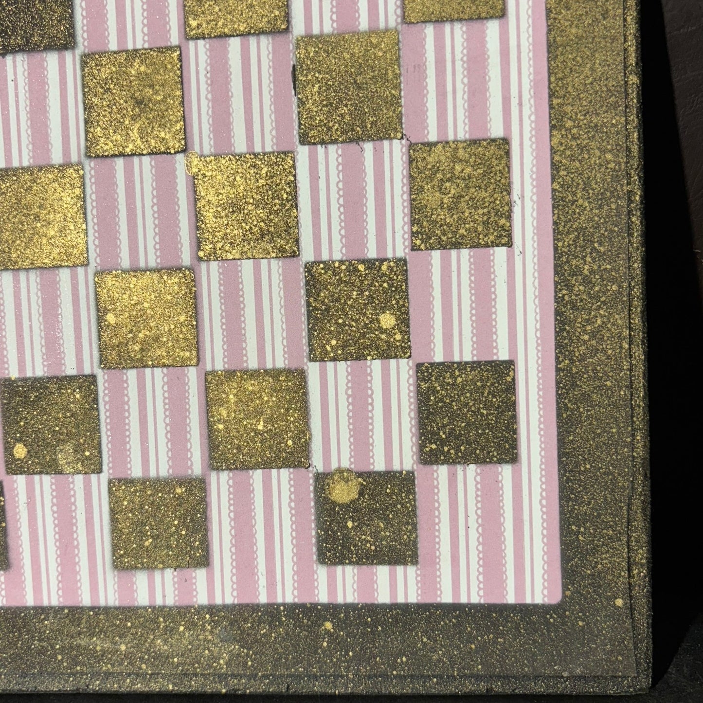 Pink Lined Gold - Scrapbook Chess Board