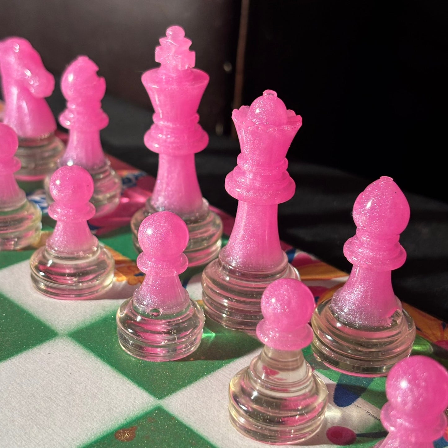 Vibrant Pink & Green - Scrapbook Chess Set