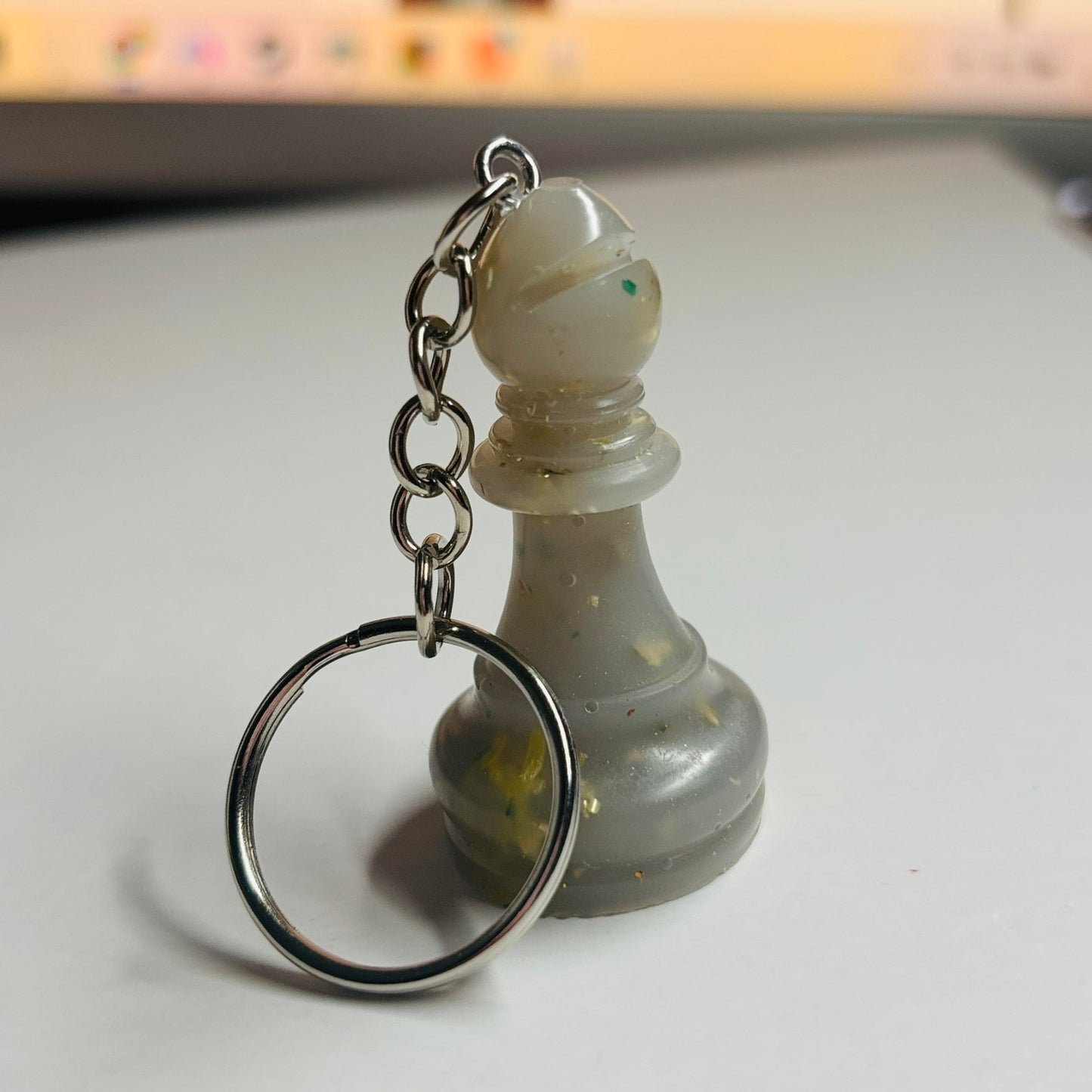 Gray Crystal Bishop - Handmade Resin Keychain