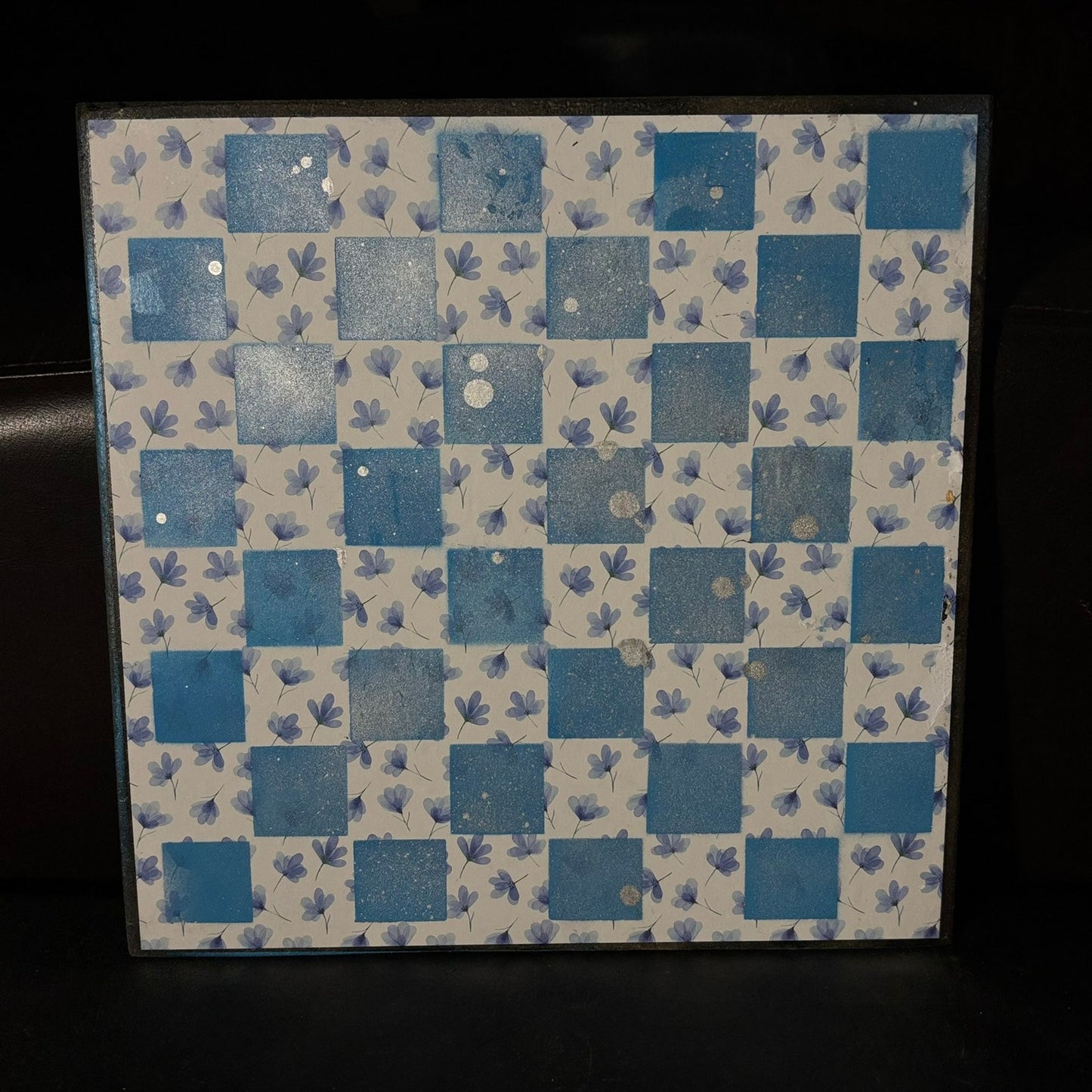 Blight Blue Flowers - Scrapbook Chess Board