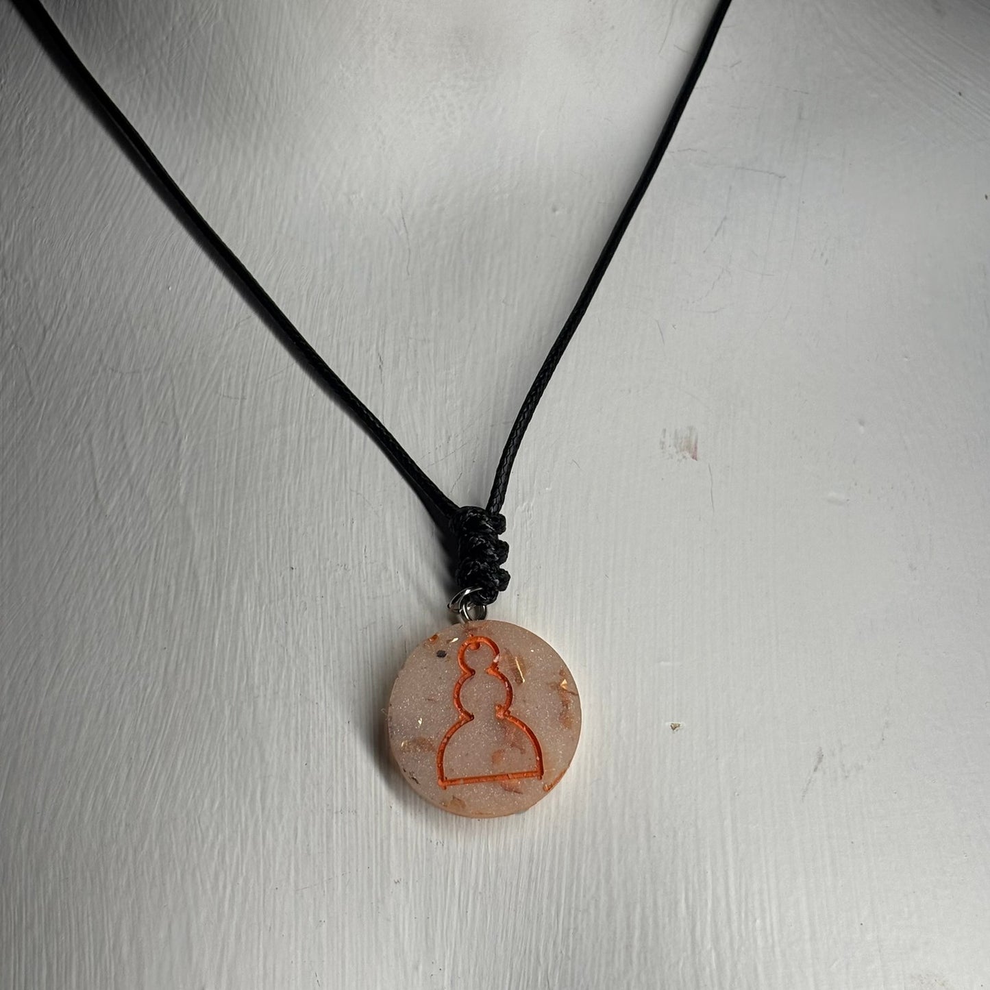 Cream Orange Pawn - Handmade Resin Chess Necklace
