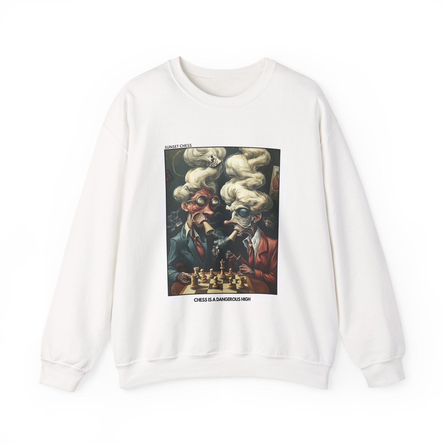 A Dangerous High - White Chess Crewneck Sweater