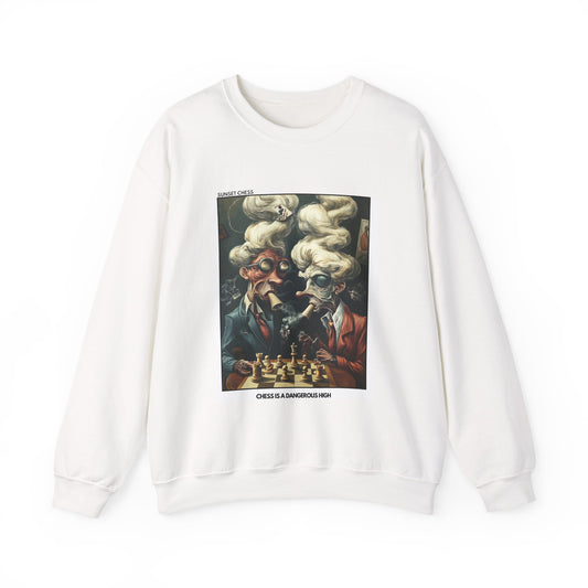 A Dangerous High - White Chess Crewneck Sweater