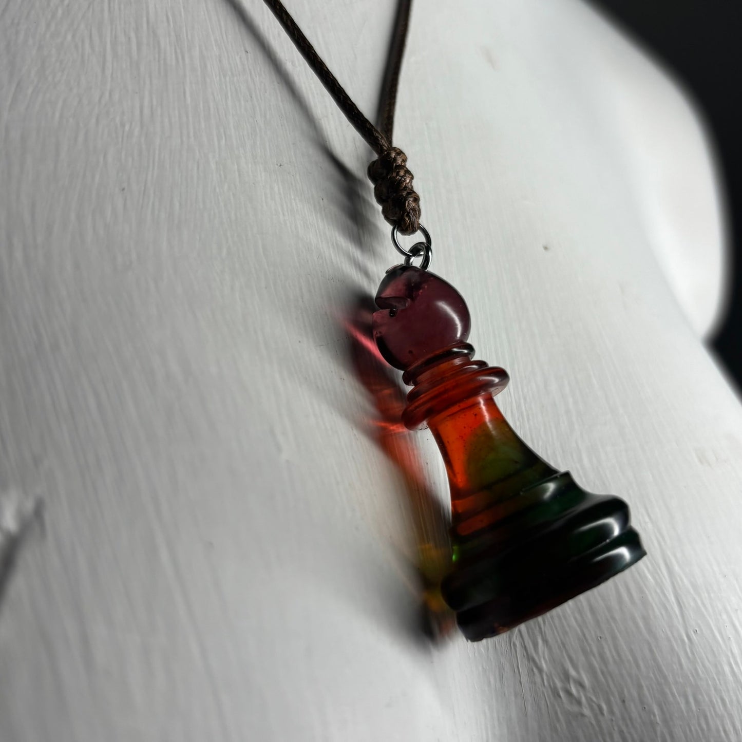 Translucent Bishop- Handmade Resin Chess Necklace