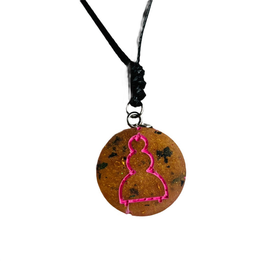 Orange/Pink Pawn - Handmade Resin Chess Necklace