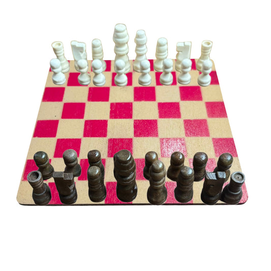 Cream Red - Mini Chess Set