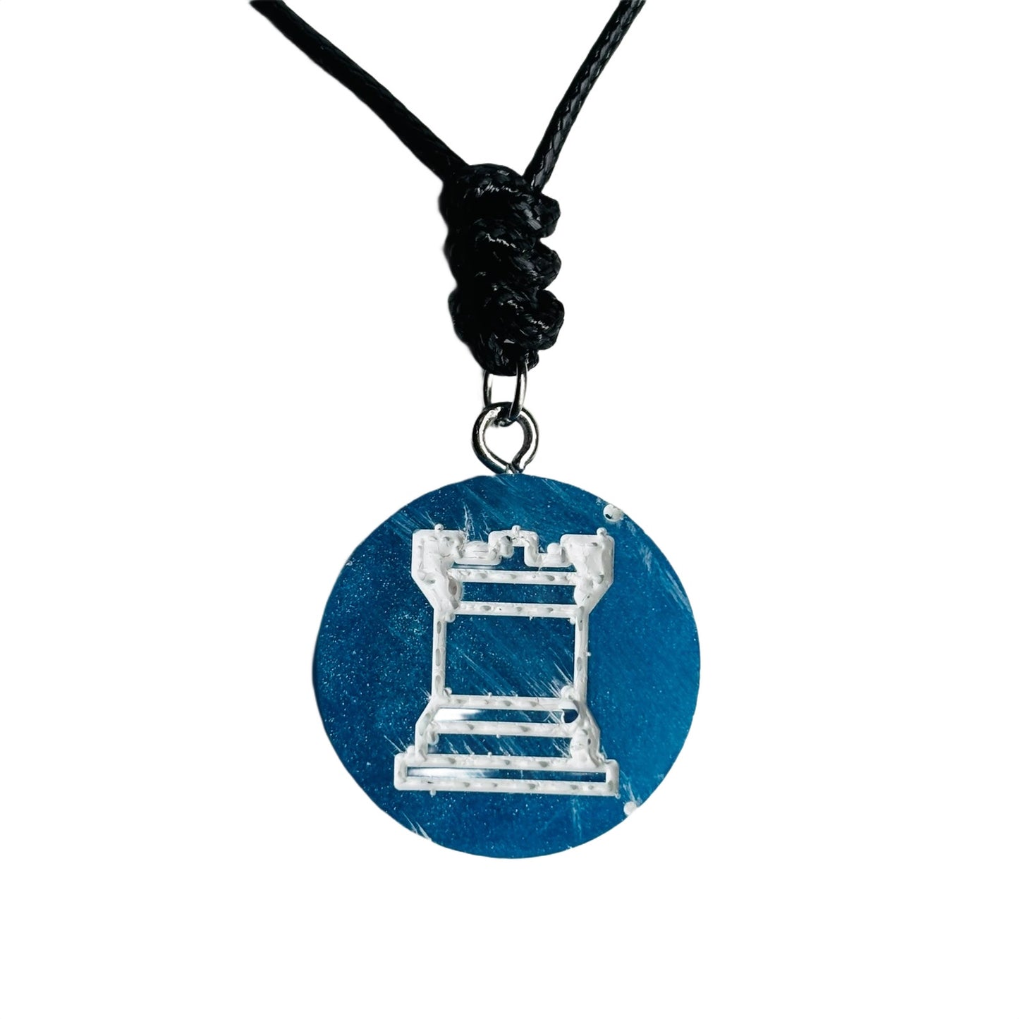 Blue Rook - Handmade Resin Chess Necklace