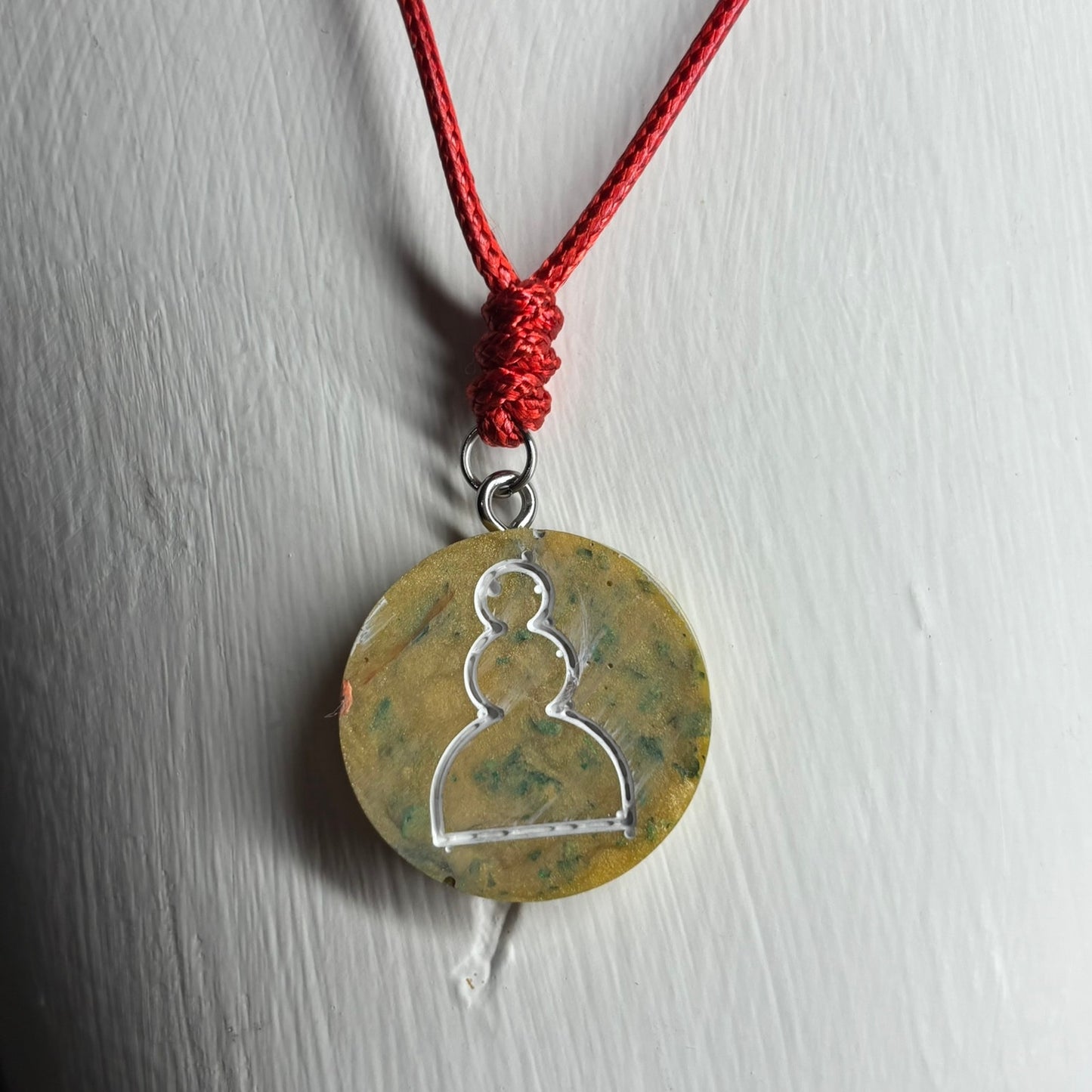 Tattered Yellow Pawn - Handmade Resin Chess Necklace