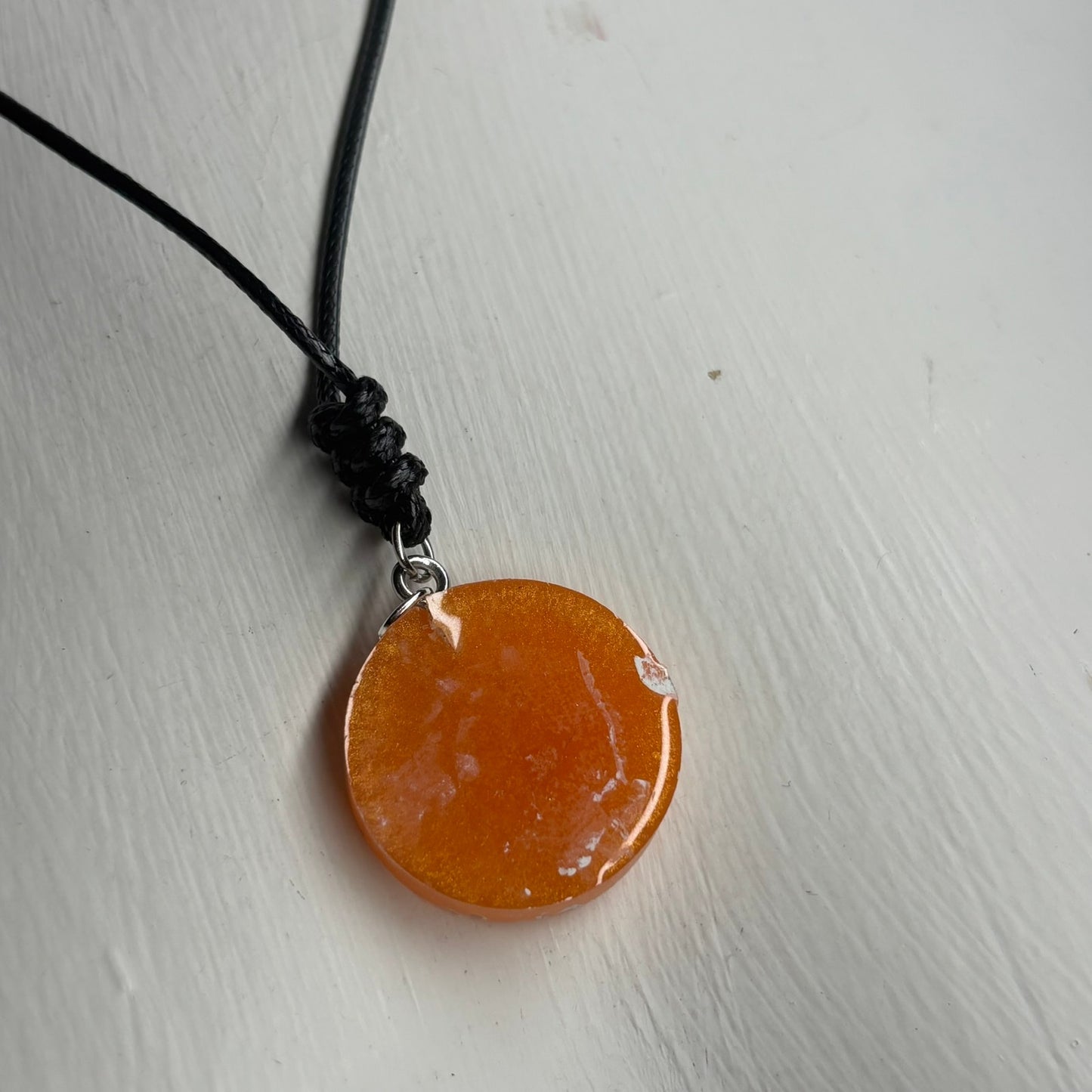 Orange Bishop - Handmade Resin Chess Necklace