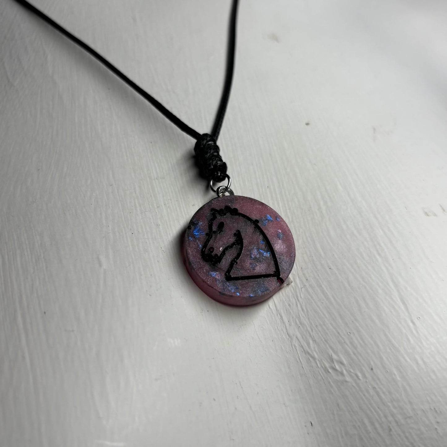 Crystal Purple Knight - Handmade Resin Chess Necklace