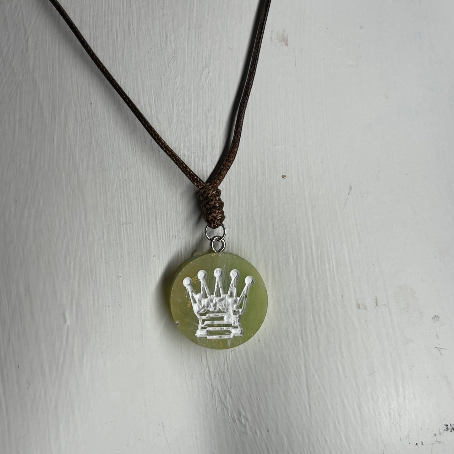 Lemon Green Queen - Handmade Resin Chess Necklace