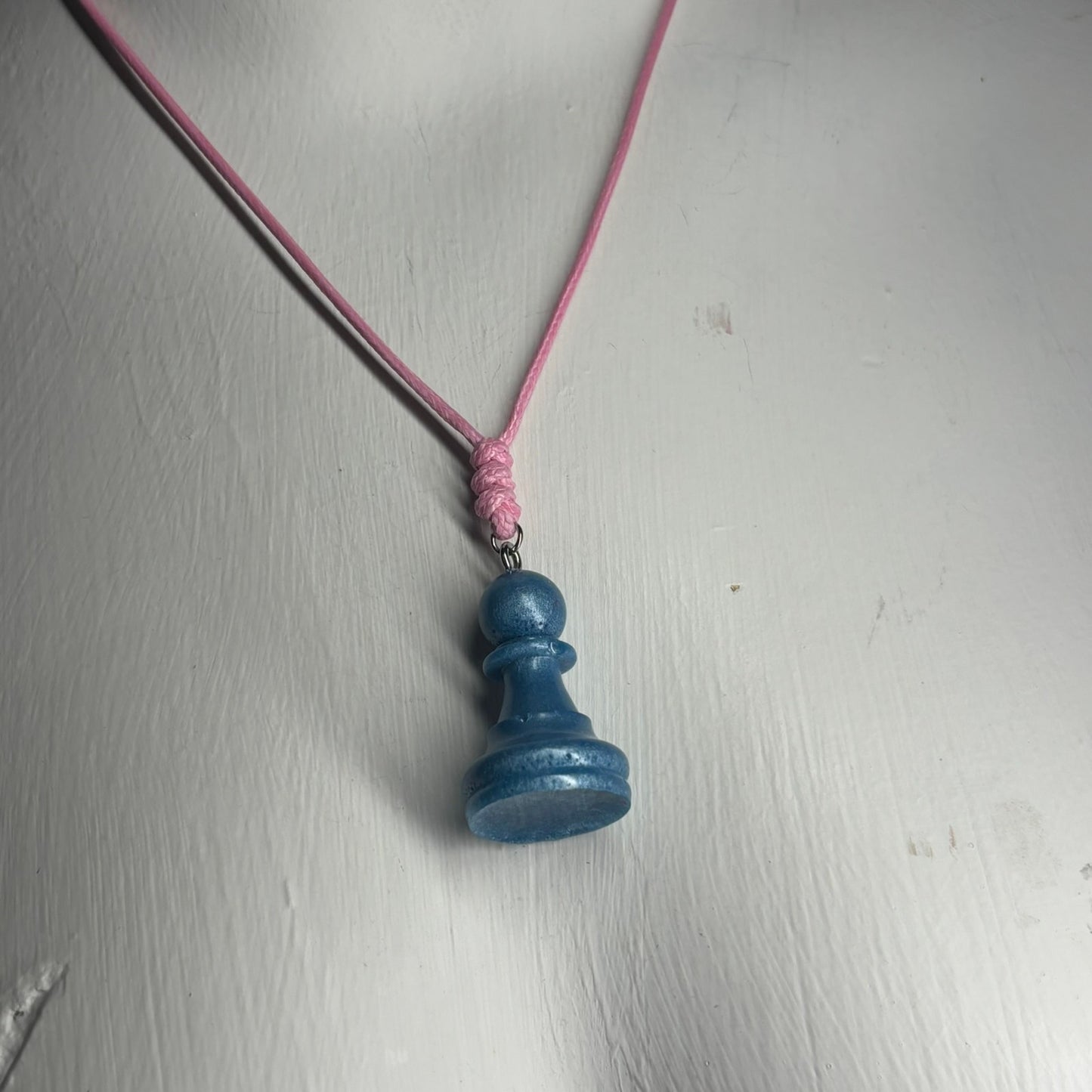 Blue Pawn - Handmade Resin Chess Necklace