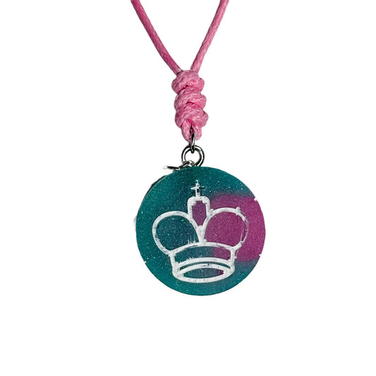 Pink/Green King - Handmade Resin Chess Necklace