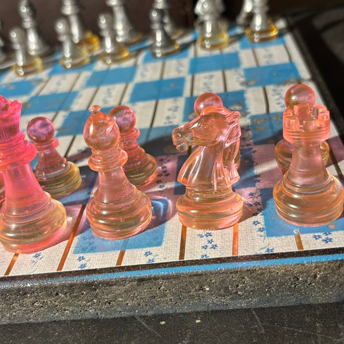 Simple Blue - Scrapbook Chess Set